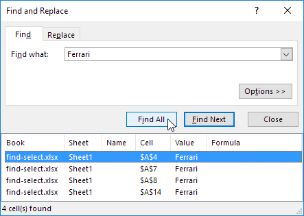 command for replace on excel mac